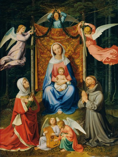 Waldesruh (Madonna met kind, Sint Adelheid en Sint Franciscus) door Joseph von Führich  